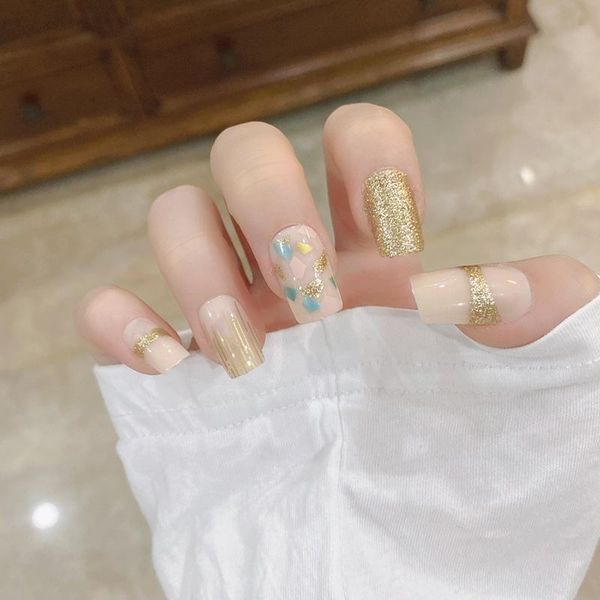false nails with designs long flat head champagne gold color wear nail stickers finished wearable full cover fake tips, Red;gold
false nails with designs long flat head champagne gold color wear nail stickers finished wearable full cover fake tips, Red;gold