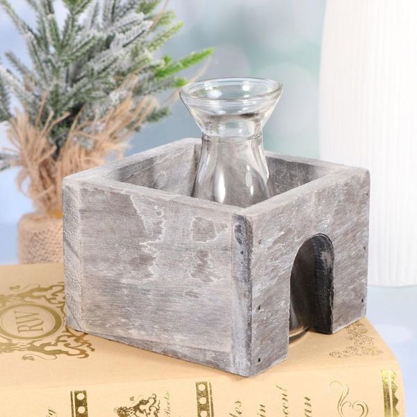 vases wooden craft hydroponics planter rural glass vase creative flower pot home decoration for office (single vase, no pla
vases wooden craft hydroponics planter rural glass vase creative flower pot home decoration for office (single vase, no pla