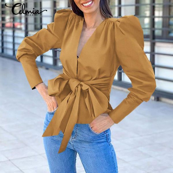 women's blouses & shirts stylish chic celmia puff sleeve v-neck elegant ol 2021 spring long bandage party blusas, White
women's blouses & shirts stylish chic celmia puff sleeve v-neck elegant ol 2021 spring long bandage party blusas, White