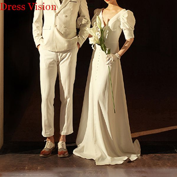 2021 satin v-neck wedding vestidos novia robe marie formal gown vestido festa de casamento 6y1n, White
2021 satin v-neck wedding vestidos novia robe marie formal gown vestido festa de casamento 6y1n, White