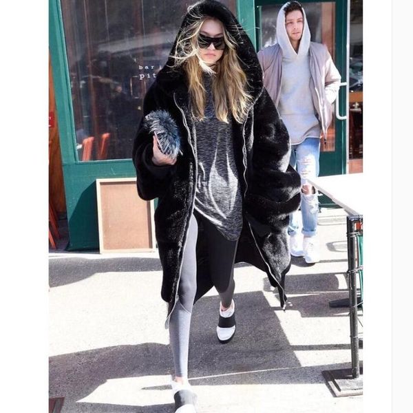 women's fur & faux and 2021 autumn winter women plush imitation loose thicken long hooded coat female fashion clothing, Black
women's fur & faux and 2021 autumn winter women plush imitation loose thicken long hooded coat female fashion clothing, Black