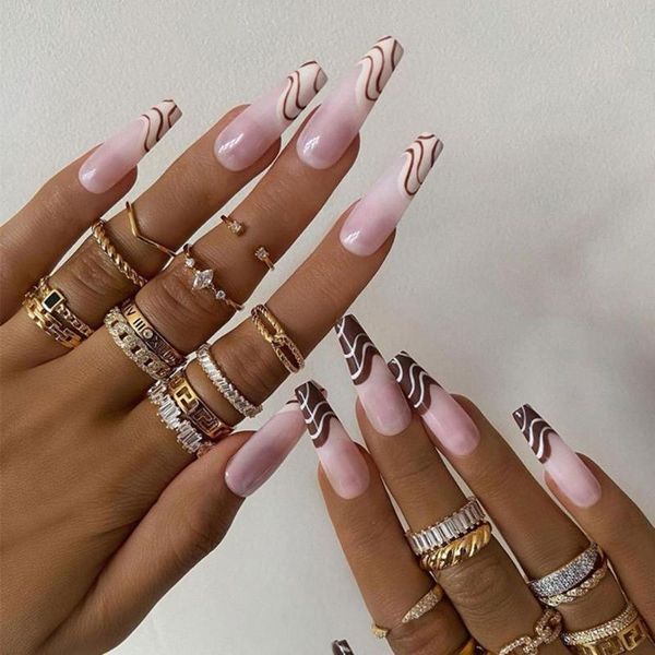 false nails 24pcs/box coffin manicure tool detachable full cover wearable nail tips long ballerina fake, Red;gold
false nails 24pcs/box coffin manicure tool detachable full cover wearable nail tips long ballerina fake, Red;gold