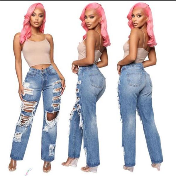 women's jeans spring autumn european and american fashion personality ripped non-stretch straight pants style, Blue
women's jeans spring autumn european and american fashion personality ripped non-stretch straight pants style, Blue