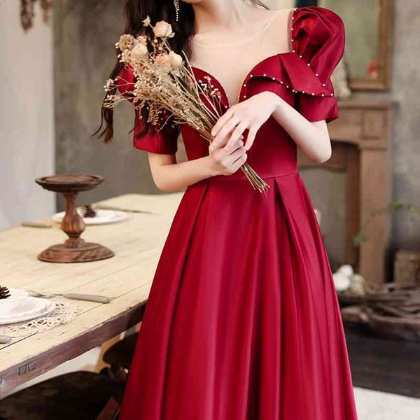 toast 2021 new wine red wedding engagement v-neck small can wear thin evening dress at ordinary times, White;black
toast 2021 new wine red wedding engagement v-neck small can wear thin evening dress at ordinary times, White;black