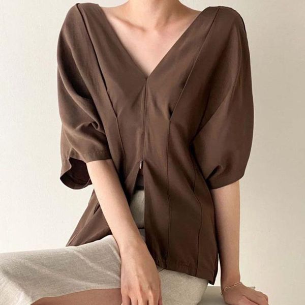 women's blouses & shirts hzirip pure color elegant summer folds v-neck casual short sleeves 2021 women office lady fashion all match, White
women's blouses & shirts hzirip pure color elegant summer folds v-neck casual short sleeves 2021 women office lady fashion all match, White