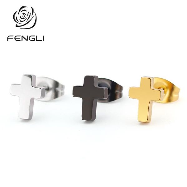 stud fengli 3 color cross classic stainless steel earrings women black men fashion jewelry gift, Golden;silver
stud fengli 3 color cross classic stainless steel earrings women black men fashion jewelry gift, Golden;silver