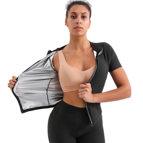 women's shapers women short sleeve sauna suits with zipper body shaper sweat tank waist trainer slimming t-shirts thermo workout, Black;white
women's shapers women short sleeve sauna suits with zipper body shaper sweat tank waist trainer slimming t-shirts thermo workout, Black;white