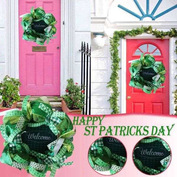 st patrick's day green wreath door indoor and outdoor decoration leprechaun wreath clovers leprechaun ribbon very weather
st patrick's day green wreath door indoor and outdoor decoration leprechaun wreath clovers leprechaun ribbon very weather