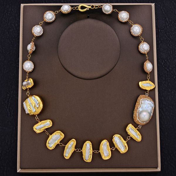guaiguai jewelry freshwater white keshi biwa pearl yellow golden plated necklace handmade for women real gems stone lady fashion jewellery, Silver
guaiguai jewelry freshwater white keshi biwa pearl yellow golden plated necklace handmade for women real gems stone lady fashion jewellery, Silver