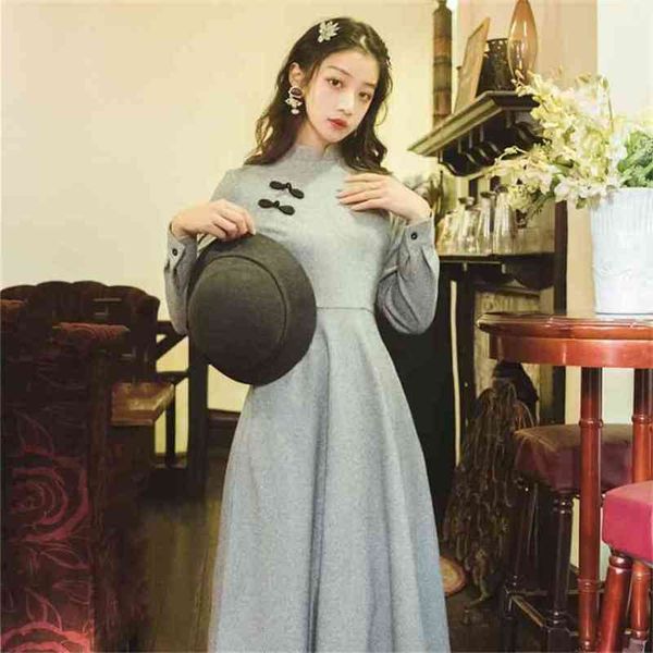 knitting cotton women dress cheongsam female vestidos fit and flare ankle-length elegant full sleeve dresses spring 210603, Black;gray
knitting cotton women dress cheongsam female vestidos fit and flare ankle-length elegant full sleeve dresses spring 210603, Black;gray