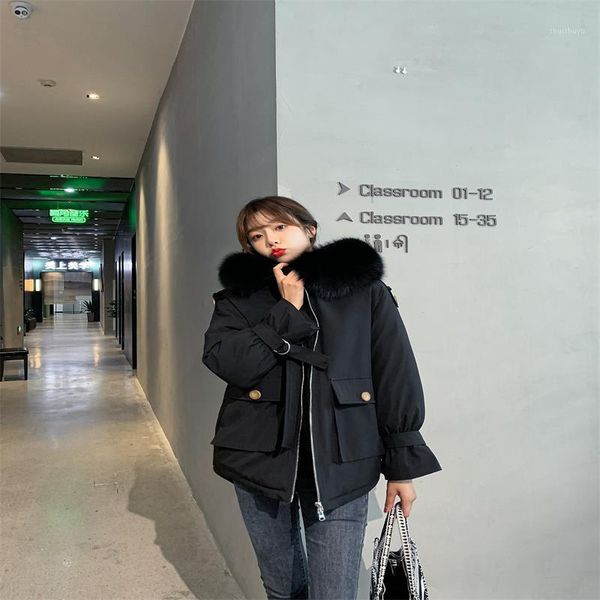 women's down & parkas padded jacket women 2021 winter big fur collar pie overcomes loose and thick coat, Black
women's down & parkas padded jacket women 2021 winter big fur collar pie overcomes loose and thick coat, Black
