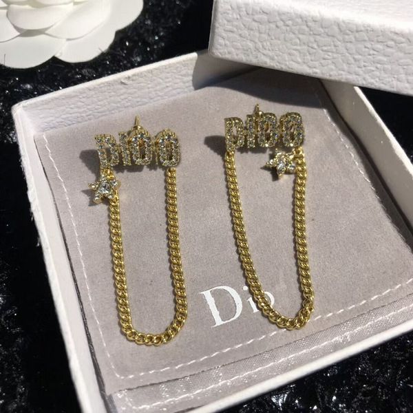 2021 luxury designer jewelry / 2021 new fashion tassel letter earrings star same, Black