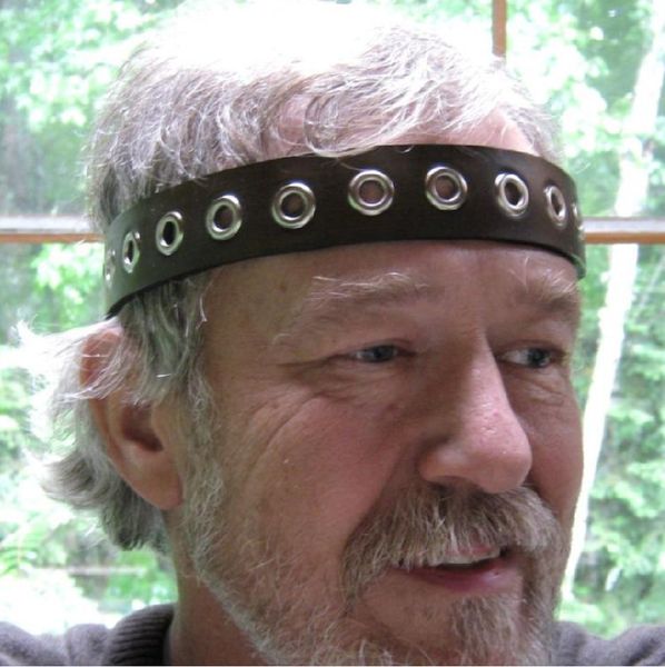 medieval steampunk headgear with rivet