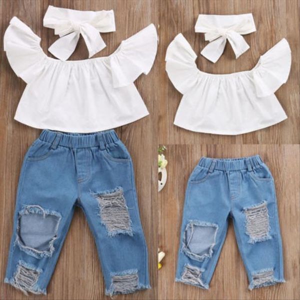 toddler kid girls clothing off shoulder sleeve vest ripped hole pants outfits baby girl clothes set, White
toddler kid girls clothing off shoulder sleeve vest ripped hole pants outfits baby girl clothes set, White