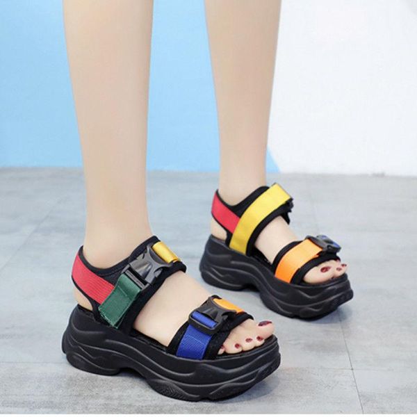 sandals mixed colors hook & loop buckle strap platform hollow out non-slip casual peep toe flat beach shoes retro female, Black
sandals mixed colors hook & loop buckle strap platform hollow out non-slip casual peep toe flat beach shoes retro female, Black