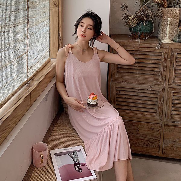 2021 summer new ladies pink cotton viscose night suspenders versatile long skirt casual home wear multicolor pajamas women 2904, White
2021 summer new ladies pink cotton viscose night suspenders versatile long skirt casual home wear multicolor pajamas women 2904, White
