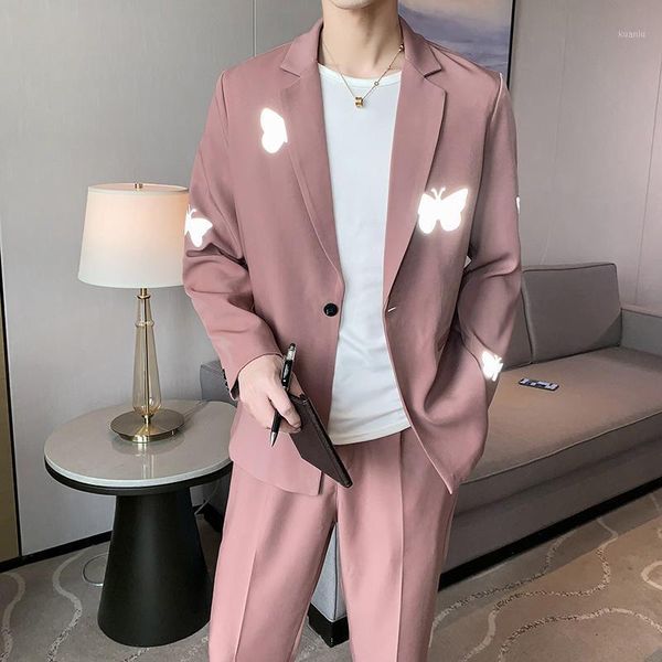 men's suits & blazers butterfly blue loose summer for mens 2 pcs set social club outfits casual costumes modern korea style party wear, White;black
men's suits & blazers butterfly blue loose summer for mens 2 pcs set social club outfits casual costumes modern korea style party wear, White;black