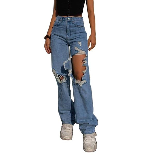 women's jeans women high waist wide leg straight asymmetric ripped hole long pants harajuku hip hop casual loose denim trousers, Blue
women's jeans women high waist wide leg straight asymmetric ripped hole long pants harajuku hip hop casual loose denim trousers, Blue