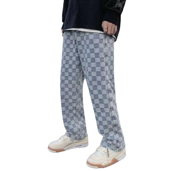 men's jeans mens check plaid printed fashion pockets zipper holiday style loose denim pants casual straight long trousers bottom, Blue
men's jeans mens check plaid printed fashion pockets zipper holiday style loose denim pants casual straight long trousers bottom, Blue