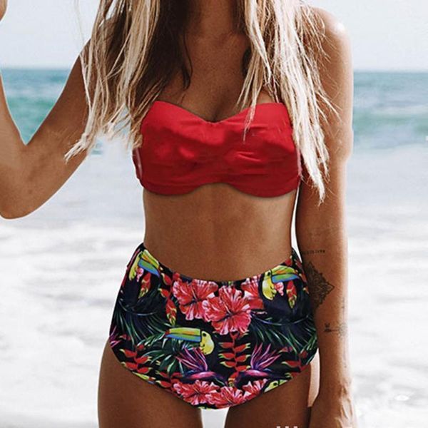 women's swimwear women bathing suit leaf print high waist spaghetti straps padded bikini printed beach bikinis set, White;black
women's swimwear women bathing suit leaf print high waist spaghetti straps padded bikini printed beach bikinis set, White;black