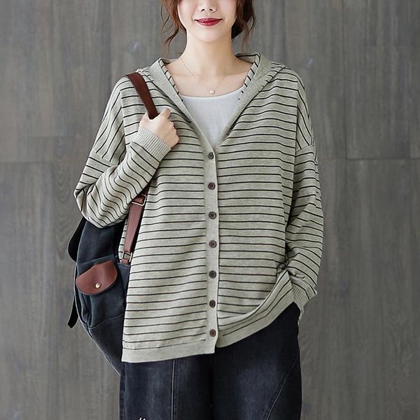 women's knits & tees women knitting cardigan sweater long sleeve stripe hooded v neck button oversized female loose casual coat knittwe, White
women's knits & tees women knitting cardigan sweater long sleeve stripe hooded v neck button oversized female loose casual coat knittwe, White