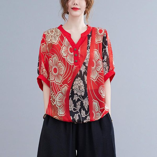 women's blouses & shirts chiffon loose plus size fashion casual short sleeve blusas floral v-neck summer houthion, White 
women's blouses & shirts chiffon loose plus size fashion casual short sleeve blusas floral v-neck summer houthion, White