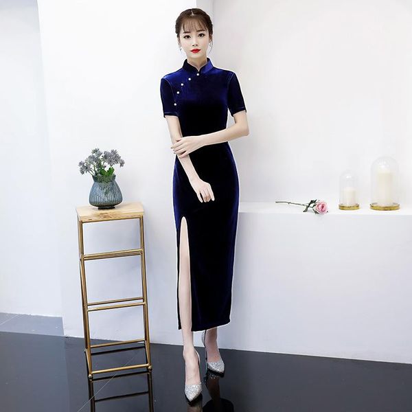 navy blue velour vintage chinese dress female elegant short sleeve slim front split cheongsam mandarin collar long qipao, Red
navy blue velour vintage chinese dress female elegant short sleeve slim front split cheongsam mandarin collar long qipao, Red