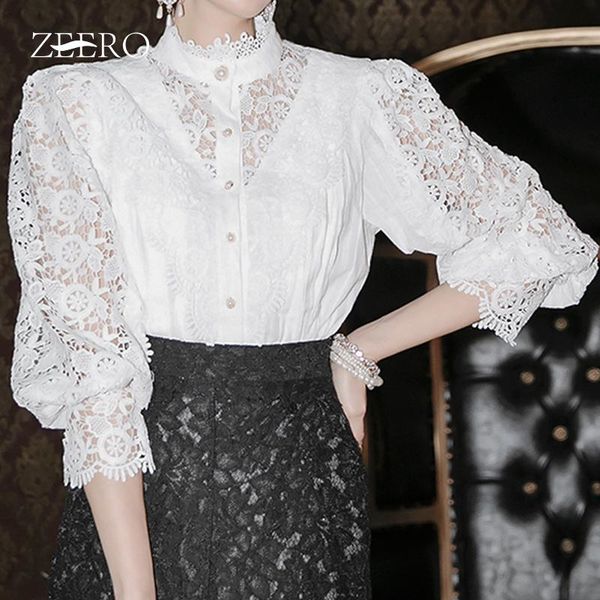 women's blouses & shirts spring women lace hollow out flowers white blous female lantern sleeve stand-up collar pearl button ruffle shi
women's blouses & shirts spring women lace hollow out flowers white blous female lantern sleeve stand-up collar pearl button ruffle shi