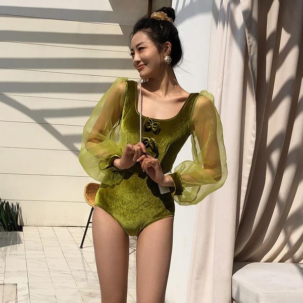 one-piece suits 2021 korea gauze long sleeve one piece swimsuit women solid golden velvet swimwear monokini backless swim suit bathing
one-piece suits 2021 korea gauze long sleeve one piece swimsuit women solid golden velvet swimwear monokini backless swim suit bathing
