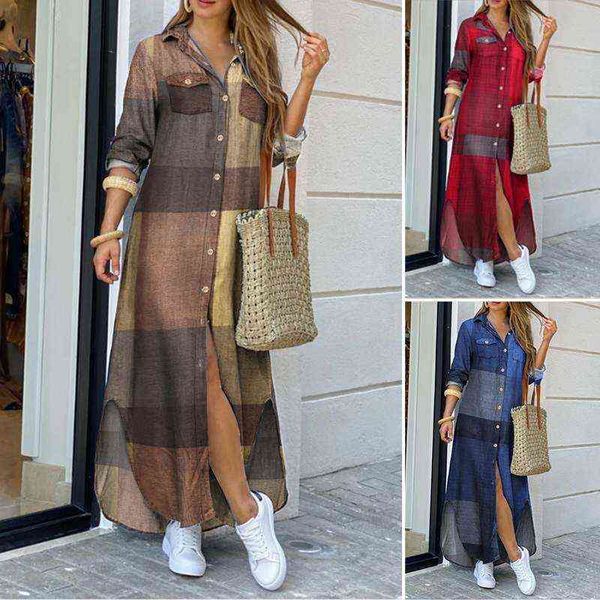 zanzea 2021 fashion female longue robe women autumn vintage long sleeves maxi shirt dress casual plaid vestidos g1223, Black;gray
zanzea 2021 fashion female longue robe women autumn vintage long sleeves maxi shirt dress casual plaid vestidos g1223, Black;gray