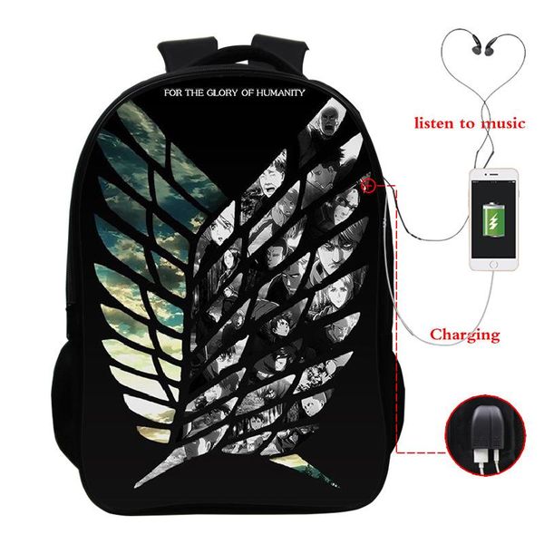 backpack attack on titan usb charge school boys girls men lapbags student bookbag teens travel bag mochila
backpack attack on titan usb charge school boys girls men lapbags student bookbag teens travel bag mochila