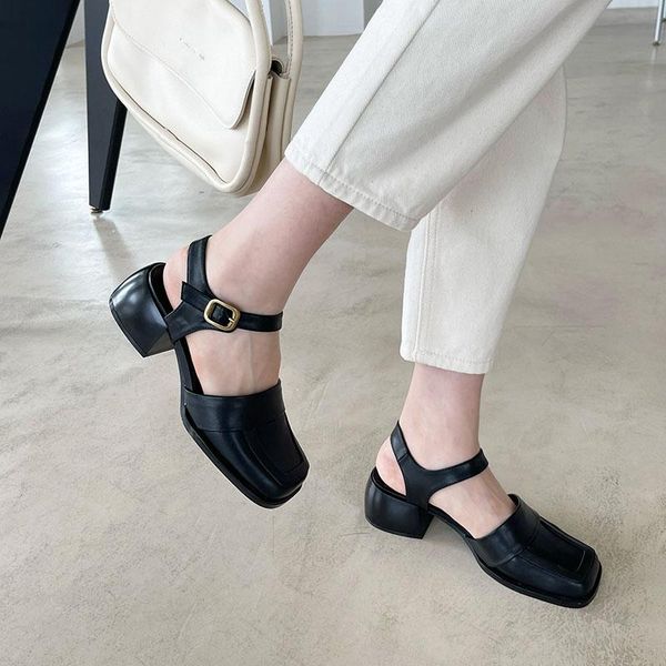sandals concis e ol office lady shoes shallow dress party pump mid heel for women british style spring 2021 thick, Black
sandals concis e ol office lady shoes shallow dress party pump mid heel for women british style spring 2021 thick, Black