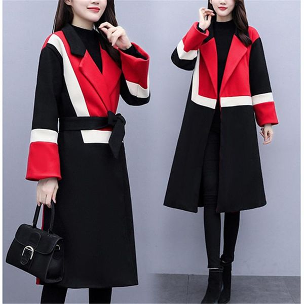 women's wool & blends 2021 autumn fashion clothing plus size temperament self-cultivation lapel long-sleeved mid-length woolen coat tre, Black
women's wool & blends 2021 autumn fashion clothing plus size temperament self-cultivation lapel long-sleeved mid-length woolen coat tre, Black