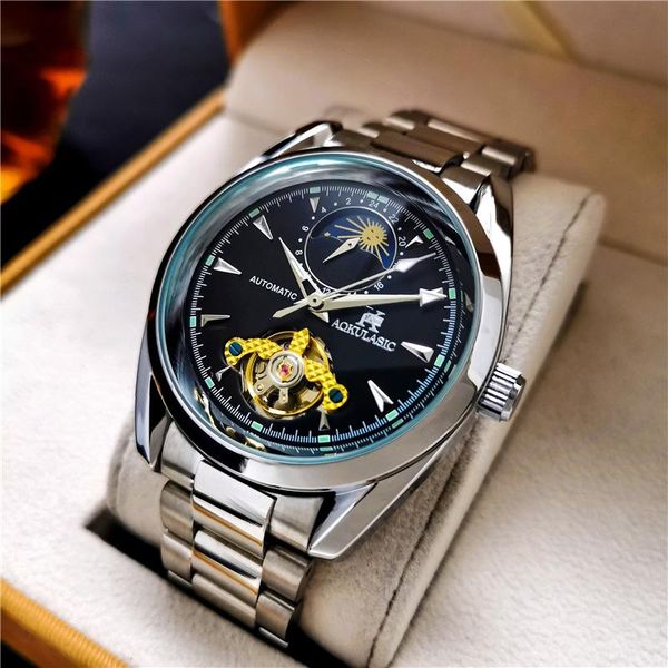 wristwatches 2021 aokulasic brand moon watch men automatic mechanical mens tourbillon fashion 41mm waterproof luxury, Slivery;brown
wristwatches 2021 aokulasic brand moon watch men automatic mechanical mens tourbillon fashion 41mm waterproof luxury, Slivery;brown