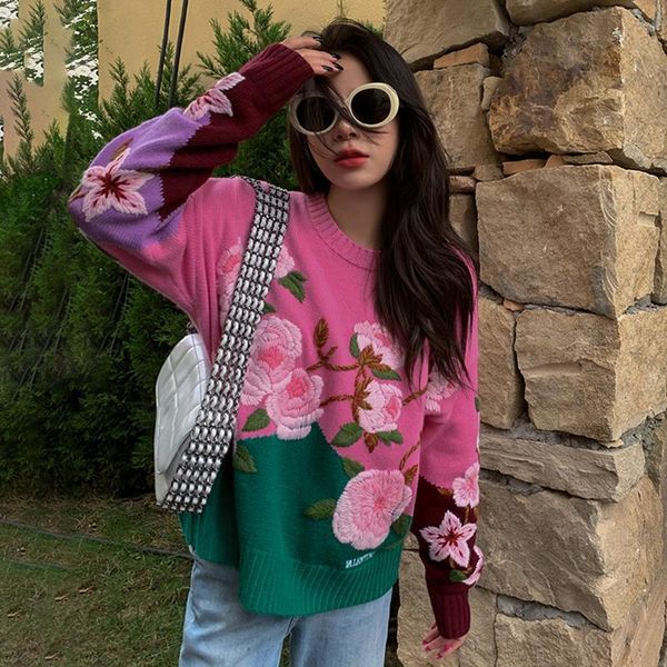 women's sweaters herstory loose flower embroidery sweater for women elegant round collar long sleeve vintage pullover female clothes au, White;black
women's sweaters herstory loose flower embroidery sweater for women elegant round collar long sleeve vintage pullover female clothes au, White;black