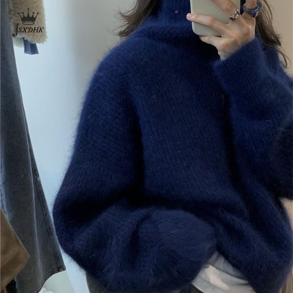 women's sweaters 2021women winter fashion high-neck thick warm mohair solid long-sleeve sweater wild lazy wind loose base mink velvet, White;black
women's sweaters 2021women winter fashion high-neck thick warm mohair solid long-sleeve sweater wild lazy wind loose base mink velvet, White;black