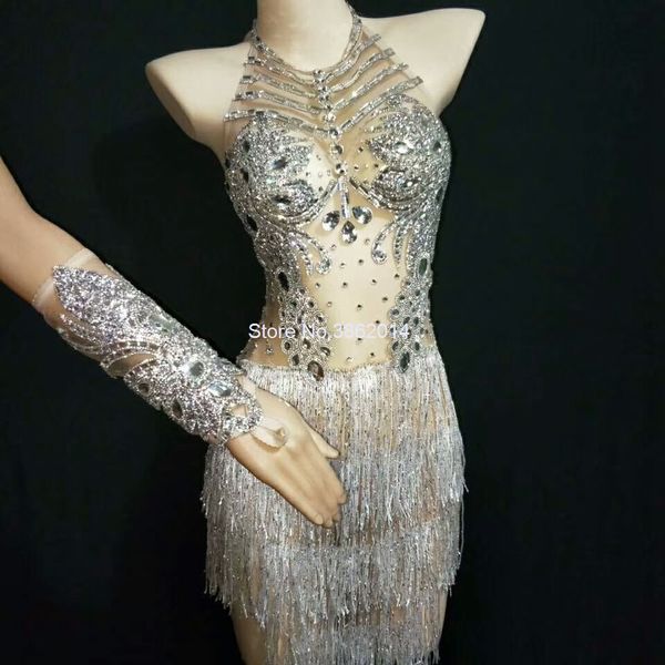 sparkly silver crystals mesh fringes dress women nightclub performance outfit singer dancer costume celebrate party dresses, Black;red
sparkly silver crystals mesh fringes dress women nightclub performance outfit singer dancer costume celebrate party dresses, Black;red