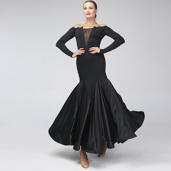 2021 modern ballroom dance competition dresses women off shoulder v neck waltz dance clothes black prom party dress vdb3256, Black;red
2021 modern ballroom dance competition dresses women off shoulder v neck waltz dance clothes black prom party dress vdb3256, Black;red