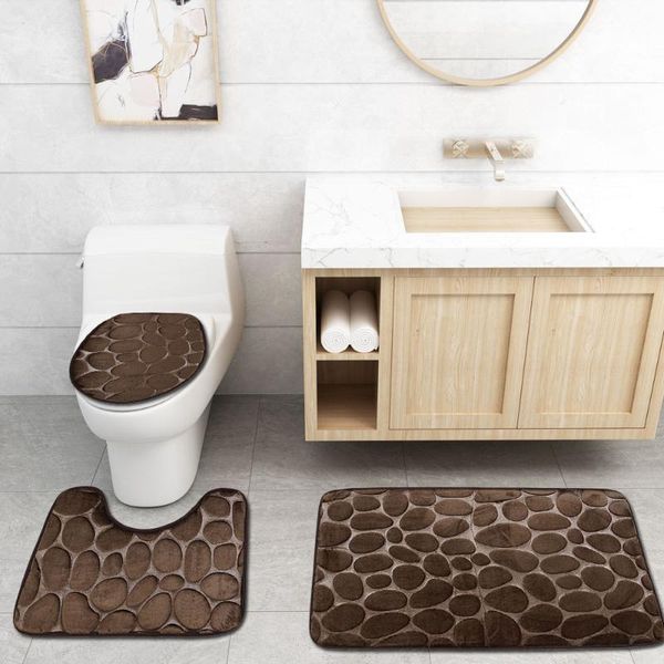 bath mats 3pcs/set 3d cobblestone bathroom mat flannel anti-slip toilet covers floor carpets toliet rugs doormats for home decor
bath mats 3pcs/set 3d cobblestone bathroom mat flannel anti-slip toilet covers floor carpets toliet rugs doormats for home decor