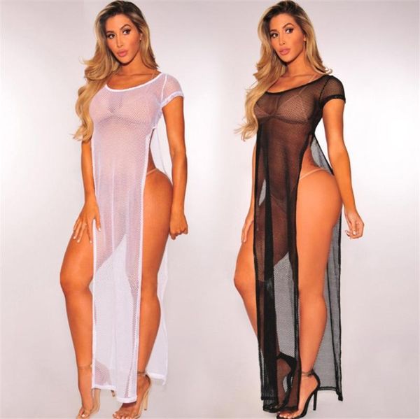 casual dresses women spring summer mesh hollow out split dress ladies party beach lace loose transparent black white 460, Black;gray 
casual dresses women spring summer mesh hollow out split dress ladies party beach lace loose transparent black white 460, Black;gray
