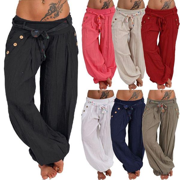 women's pants & capris women fashion casual loose long solid color baggy harem summer button sashes wide leg trousers streetwear, Black;white
women's pants & capris women fashion casual loose long solid color baggy harem summer button sashes wide leg trousers streetwear, Black;white