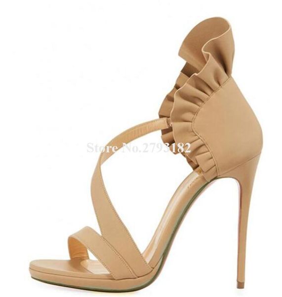 dress shoes est women open toe nude leather ruffle stiletto heel gladiator sandals straps cross high wedding heels, Black
dress shoes est women open toe nude leather ruffle stiletto heel gladiator sandals straps cross high wedding heels, Black