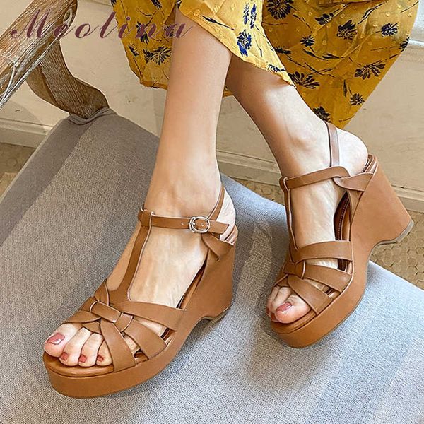 meotina shoes women genuine leather sandals wedges super high heel sandals t-tied square toe ladies footwear summer brown 210608, Black
meotina shoes women genuine leather sandals wedges super high heel sandals t-tied square toe ladies footwear summer brown 210608, Black