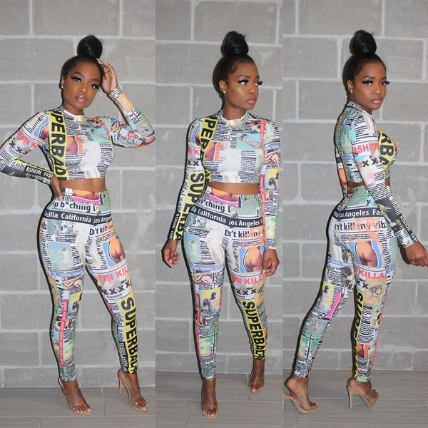 club outfits two piece tights set women 2019 winter fashion newspaper print long sleeve crop pants d41-ae34, White
club outfits two piece tights set women 2019 winter fashion newspaper print long sleeve crop pants d41-ae34, White