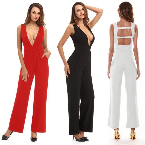 women's pants & capris 2021 european and american spring summer deep v backless sleeveless jumpsuit, Black;white
women's pants & capris 2021 european and american spring summer deep v backless sleeveless jumpsuit, Black;white