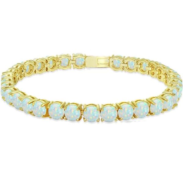 link, chain 18k yellow gold plated 8 mm round-cut classic opal tennis bracelets, Black
link, chain 18k yellow gold plated 8 mm round-cut classic opal tennis bracelets, Black