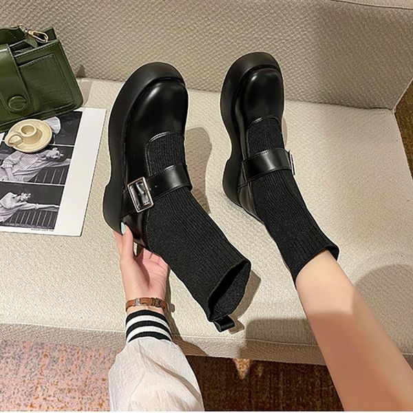 boots winter women socks fashion square buckle decoration increased waterproof platform outdoor warm shoes, Black
boots winter women socks fashion square buckle decoration increased waterproof platform outdoor warm shoes, Black