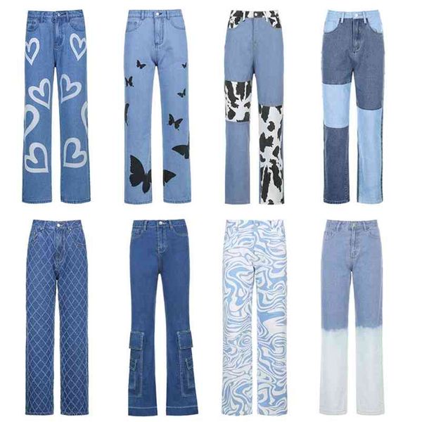 women jeans blue denim high waisted chic fashion harajuku streetwear vintage pants y2k aesthetic 90s clothing 210629
women jeans blue denim high waisted chic fashion harajuku streetwear vintage pants y2k aesthetic 90s clothing 210629