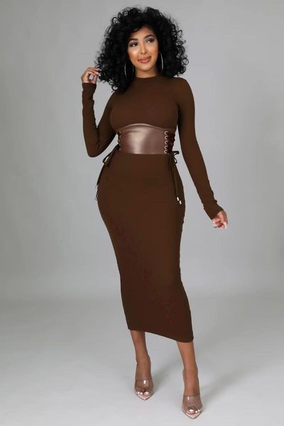 casual dresses 2021 style fashion leisure pure color long sleeve tight leather stitching bag buttock dress, Black;gray
casual dresses 2021 style fashion leisure pure color long sleeve tight leather stitching bag buttock dress, Black;gray