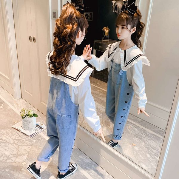 girls' denim pants suit women's clothes children's spring 2021, Blue
girls' denim pants suit women's clothes children's spring 2021, Blue